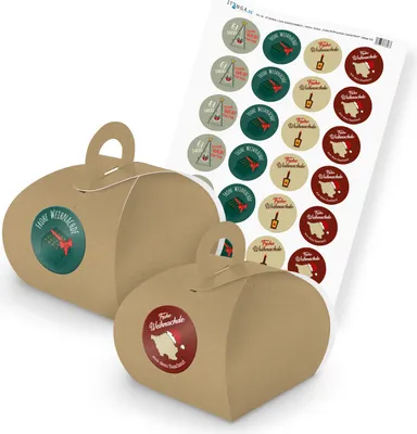 Produktbild von itenga SET Frohe Weihnachten Saarländisch (Motiv 53) 24x Geschenkschachtel mit G
