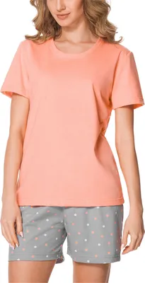 Image de Merry Style Pyjama deux pièces pour femme Pyjama court en coton MS10-177 (saumon/gris, L)