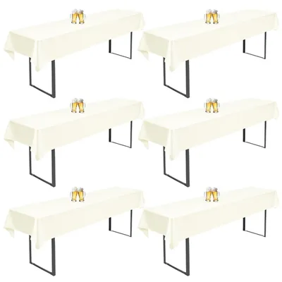 Productafbeelding van Biertafelhoezen, 6 stuks, ivoorwit, 260x110 cm, polyester, universeel geschikt voor biertafels van 50/70 cm, wasbaar
