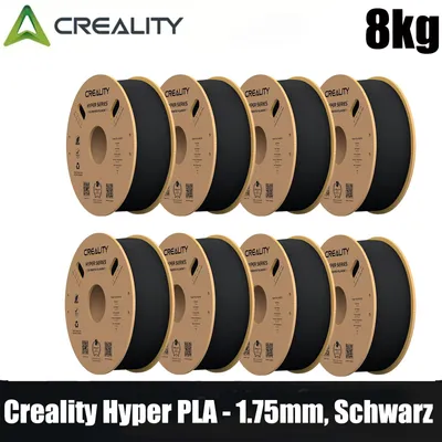 Produktbild von Creality Hyper PLA Filament Set, 1,75mm, 8KG für 3D Drucker, 8 x 1kg, - Schwarz