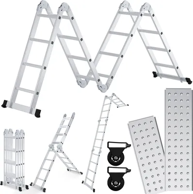 Produktbild von Hebitod Mehrzweckleiter  6 in 1  470cm Alu Leiter Vielzweckleiter Klappleiter  Anlegeleiter Stehleiter Haushaltsleiter Aluleiter  Multifunktionsleiter
