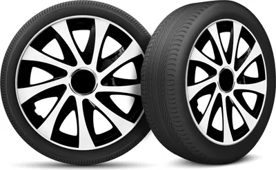 Produktbild von Auto Radkappen Radzierblenden 4er Set passend für alle Stahlfelgen - einstellbarer Sicherungsring - 16 Zoll - Schwarz Weiß