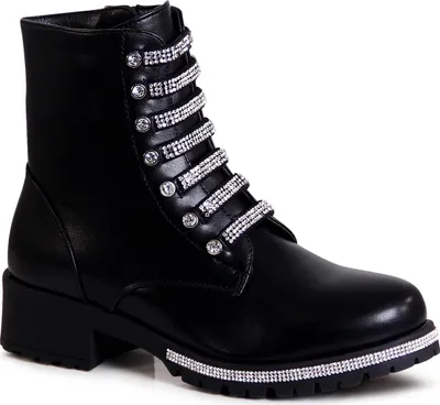 Produktbild von topschuhe24 2861 Damen Plateau Stiefeletten Glitzer Worker Biker Boots , Farbe:Schwarz, Größe:36 EU