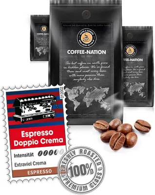 Produktbild von Kaffee ESPRESSO DOPPIO CREMA von Coffee-Nation, 500g Bohnen