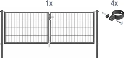 Produktbild von Alberts Einstab-Gittermatten- Doppeltorset | anthrazit | zum Einbetonieren | Nennbreite: 3000 mm | Höhe: 750 mm | Rahmenstärke-Ø: 42 mm