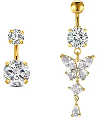 Obrázok produktu pre Piercing pupku, motív motýľa, chirurgická oceľ, zlato/striebro, dĺžka tyče: 6 mm – 14 mm