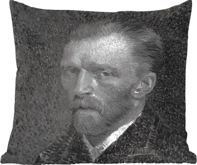 Produktbild von MuchoWow® Zierkissen Sofakissen Wohnzimmer Dekokissen 50x50 cm Selbstbildnis von Vincent van Gogh - Schwarz - Weiß - Komfort - Sofakissen