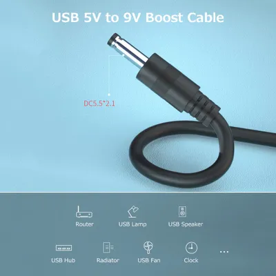 Zdjęcie produktu dla Kabel zasilający USB 5V na 9V Kabel zasilający USB Kabel zasilający USB na DC Kabel zasilający DC 5.5*2.1 Port zasilania Szeroka kompatybilność