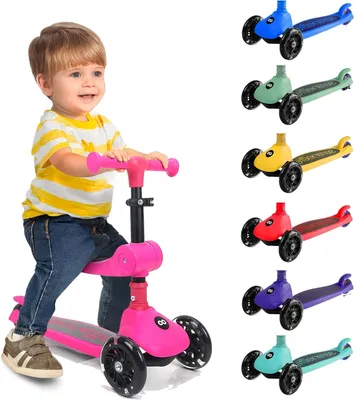 Produktbild von SereneLife Kinderroller ab 3 Jahre in Rosa – LED Tretroller faltbar höhenverstel