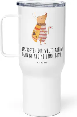 Produktbild von Mr. & Mrs. Panda Kaffee-Thermobecher Nachtfalter Fähnchen - Weiß - Geschenk, Lustige Sprüche, Spruch Lustig, Teetasse, thermosbecher, Kaffee-to-go-Becher, Thermobecher
