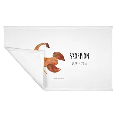 Produktbild von Mr. & Mrs. Panda handtuch frottee Sternzeichen Skorpion Classic - Weiß - Geschenk, 50x100, Geburtstag November, Skorpione, Frotteehandtuch, Flauschtuch, Oktober