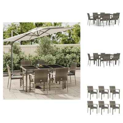 Productafbeelding van vidaXL 7-delige tuinset met kussens, grijs, polyrotan - Tuinmeubelsets