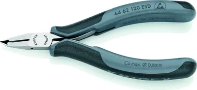 Obrázok produktu pre Knipex 64 62 120 ESD, Kombinačky, Oceľ, Plast, Čierna, Šedá, 120 mm, 70 g