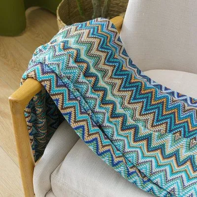 Zdjęcie produktu dla Kołdra Unyqoos® wykonana w 100% z akrylu – dekoracyjna kołdra w stylu boho z frędzlami, miękka, jednolita, w kolorze niebieskim, o wymiarach 125 x 150 cm, idealna do sofy i łóżka
