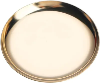Produktbild von Rundes, verspiegeltes Tablett für Schmuck, Ohrringe, Ringe, Armbänder (gold, 10 x 10 cm)