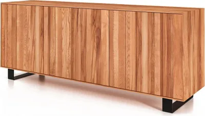 Produktbild von Kommode Leeds Kernbuche massiv 197x50x78 Metallfußgestell Schwarz mit 3 Türen