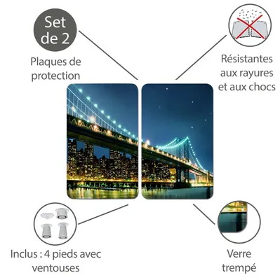 Obrázek produktu pro WENKO Sada 2 skleněných krycích desek na sporák Brooklyn Bridge New Yorker