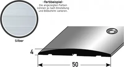 Produktbild von Übergangsprofil "Brecht" / Übergangsschiene / 50 mm, Typ: 145 (Aluminium eloxiert gebohrt / selbstklebend)-silber-1000-seitlich gebohrt