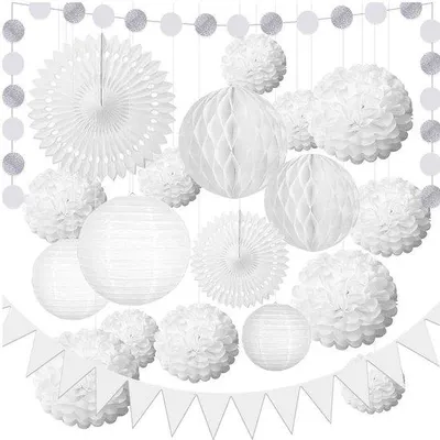 Productafbeelding van Set van 20 papieren lampionnen - Eenvoudige feestdecoratie - Uitvouwbaar - Gemaakt van 300g papier - Decoratie voor feesten