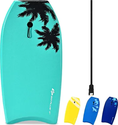 Produktbild von GOPLUS Surfbrett 93x47cm mit Fuß-Zugseil Schwimmbrett Farbwahl Bodyboard Shortboard Schwimmboard