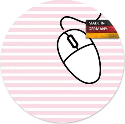 Produktbild von younikat Mauspad mit Streifen I Ø 22 cm rund Mousepad in Standard-Größe rutschfest I rosa I für Mädchen Teenager Frauen I wasserabweisend I Maus-Unterlage I dv274