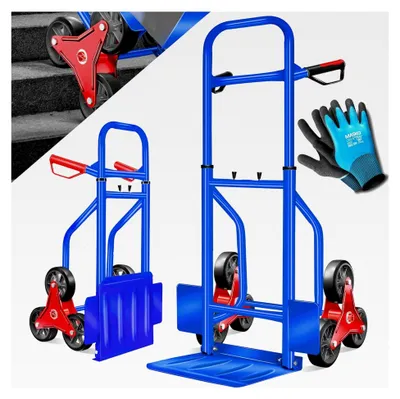 Produktbild von Treppenkarre 200 kg Transportkarre Treppensteiger klappbar mit Hartgummireifen | Kunststoffgriffe | Stahlrahmen | Blau