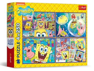 Produktbild von Trefl - Puzzle 4x250 Teile, Die verrückte Welt von Spongebob