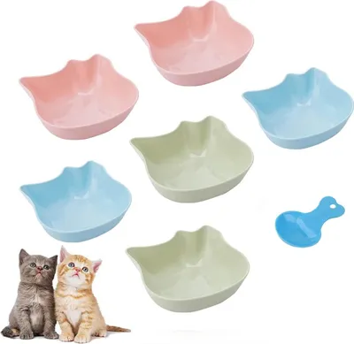 Produktbild von Set von 6 rutschfesten Katzennäpfen - Multifunktionale Futterstation für Haustiere