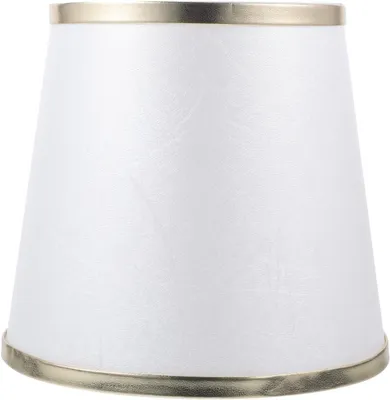Produktbild von Weißer, kegelförmiger Lampenschirm aus Stoff mit goldenem Ring für Nachttisch-Pendelleuchte