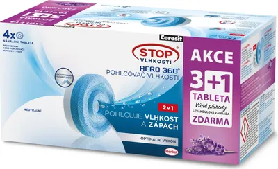 Zdjęcie produktu dla Ceresit 2629135 STOP DAMP AERO 360° wymienne tabletki 2w1, 3x tabletka neutralna + 1x tabletka lawendowa