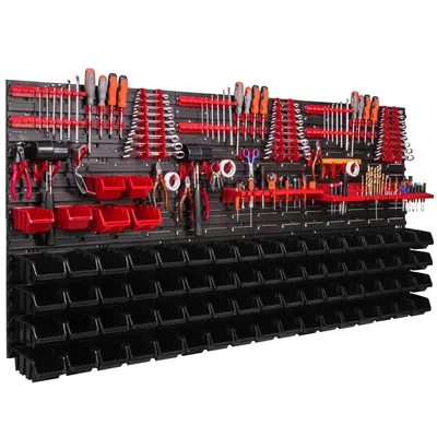 Immagine prodotto di Sistema di stoccaggio a parete 1728 x 780 mm parete attrezzi 74 pezzi scatole impilabili plastica