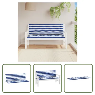 Produktbild von The Living Store Gartenbank-Auflagen 2 Stk. Blau&Weiß Gestreift 150x50x7cm Stoff