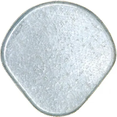 Produktbild von Dekotablett im Antik-Look aus Metall, Zinkoptik mit Goldperlen-Verzierung, vielseitig einsetzbar, 39,5cm
