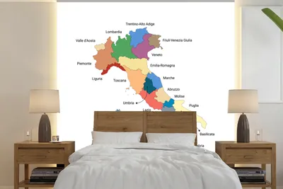Produktbild von MuchoWow® Fototapete für Wohnzimmer oder Schlafzimmer Wandtapete Vinyl Motivtapete Karte der Regionen Italiens - 260x260 cm - Papiertapeten