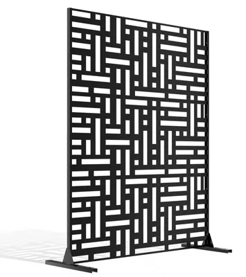 Produktbild von TANYEAR Paravent Metall 121 x 40 x 183 cm freistehend Sichtschutz Schwarz Terrasse