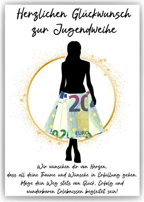 Produktbild von Geldgeschenk Jugendweihe Mädchen Geschenk zur Jugendweihe Deko Karte – DIN A4 (21x29.7cm)