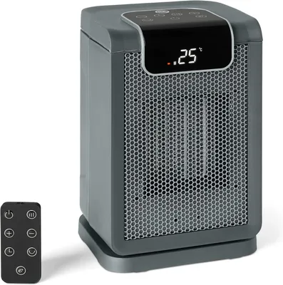 Obrázok produktu pre Keramický ohrievač 1800 W - S diaľkovým ovládaním - 5 stupňov výkonu - 24-hodinový časovač - Funkcia otáčania - Šedá farba