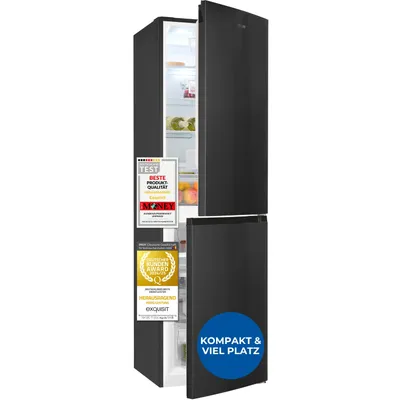 Produktbild von Exquisit Kühl-Gefrierkombination, Kühlschrank mit Gefrierfach, 247 Liter, Nofrost, 4-Sterne-Gefrierfach, 4 Ablagen, KGC5250-85-NF-040D inoxlook-az