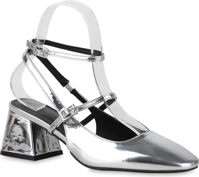 Obrázek produktu pro VAN HILL Dámské lodičky na podpatku Classic Metallic Elegant Heeled Shoes 841165, Barva: stříbrná, Velikost: 37