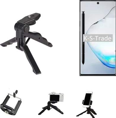 Produktbild von K-S-Trade Stativ Tisch-Ständer Dreibein Handy-Stativ Ständer kompatibel mit Samsung Galaxy Note 10 Mini-Stativ Smartphone Tripod Handy-Stativ aus