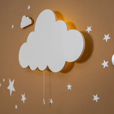 Produktbild von Wandleuchte Wolken & Ballons Set– Handbemalte LED Nachtlicht für Baby & Kinderzimmer-Kuscheliges Kinderzimmer Wandlampe