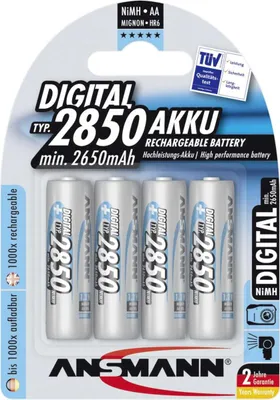 Zdjęcie produktu dla Ansmann 5035092 1x4 Akumulator NiMH Ansmann 2850 Mignon AA 2650 mAh DIGITAL