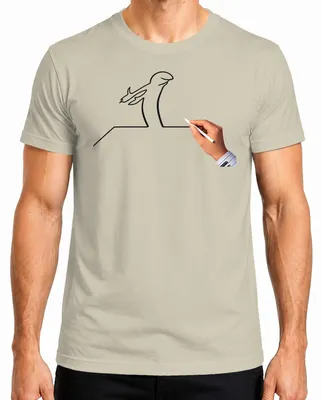 Imagen del producto de Camiseta para hombre con diseño de "La Línea Osvaldo Cavandoli", estilo "Balum Strichmännchen", color natural, talla XL