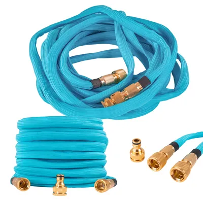 Produktbild von Flexibel Gartenschlauch 13,6-30m, Kupplung, Verbinder 1/2 3/4 Zoll, Dehnbar