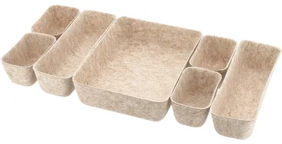 Produktbild von TENDANCE | Schubladenorganizer - Organizer - beige - 7 x 27 x 20 cm - aus Filz - Kosmetikorganizer - Badezimmerzubehör - Praktisch