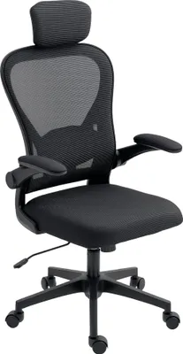 Produktbild von Bürostuhl Ergonomischer Schreibtischstuhl mit Hochklappbaren Armlehnen, Verstellbarer Lendenwirbelstütze Schwarz