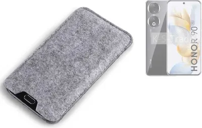 Produktbild von K-S-Trade Filz Handyhülle kompatibel mit Honor 90 Schutzhülle Filztasche Filz Tasche Case Sleeve Handy Hülle Filzhülle grau