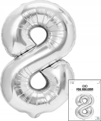 Zdjęcie produktu dla Balon Foliowy Cyfrą Cyferka 8 Srebrna Na Impreze Urodzinową 40Cm