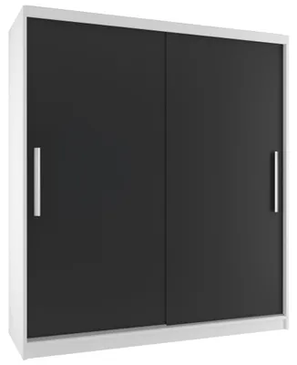 Obrázek produktu pro Velká šatní skříň TIMPAS 133 cm s posuvnými dveřmi BÍLÁ / ČERNÁ