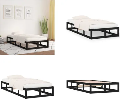 Produktbild von vidaXL Massivholzbett Schwarz 90x200 cm - Bettrahmen - Bettgestell - Bett - Holzbettrahmen